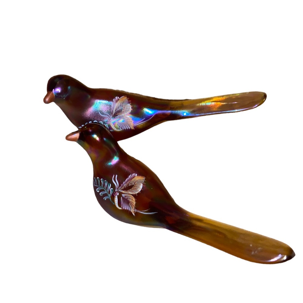 Fenton Millenium Collection Carnival Glass Handpainted Birds